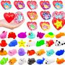 2 x 28 Pack Valentines Day Gifts for Kids ,Mochi Squishy Toys Filled Hearts Box with Valentine Cards Classroom Prizes Exchange Gifts Prizes Valentine Party Favors Valentines Day Gifts for Kids Boy Girl