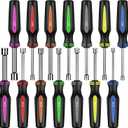 P.I.T.14PC SAE and Metric Nut Driver Set, Solid Shaft Nut Drivers(3/ 16 to 1/ 2 Inch and 5 to 10 mm) For Tightening and Loosening Fasteners with Color Coded Nonslip Comfort TPR Hand Grips