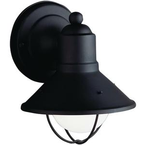 Kichler Seaside 7.5" 1 Light Outdoor Wall Light with Glass Globe Black