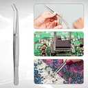 Honoson 10 Pcs Stainless Steel Tweezers for Crafting with Curved Serrated Tip Multipurpose Forceps Sewing Machine Tweezers Bulk (Silver)