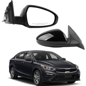 Dasbecan Right Passenger Side Mirror Compatible with 2019-2024 KIA Forte Black Rearview Mirror w/Power Glass/Manual Folding Replace# KI1321226 87620-M7000 (3Pins)