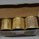 Ribbli Blue & Silver Christmas Tree Ribbon - Wired, Glitter, 2.5 Inch x 6 Rolls, Total 36 Yards - For Tree, Crafts, Gift Wrapping, Wreaths, Garland, Home Decor