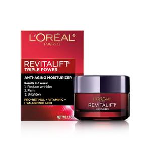 L'Oreal Paris Revitalift Triple Power AntiAging Face Moisturizer, Pro Retinol, Hyaluronic Acid & Vitamin C to Reduce Wrinkles, Firm & Brighten Skin, 1.7 Oz