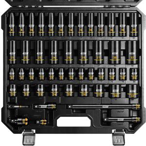 BOEN 1/2" Drive Impact Socket Set, 50-Piece Metric (8-32mm) Deep & Standard Sockets with Paint-Filled Markings, Includes Extensions, Adapter & Universal Joint