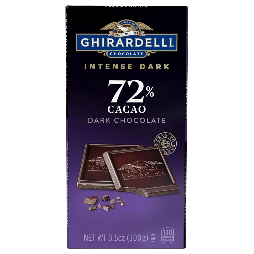2 x GHIRARDELLI Intense Dark Chocolate Bar, 72% Cacao, 3.5 Oz Bar (EXP 06/30/27)