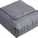 yescool Weighted Blanket for Adults (15 lbs, 48" x 72", Satin Grey Stripes) Heavy Blanket for Sleeping Perfect for 160-180 lbs, Twin Size Breathable Blanket with Premium Glass Bead, Machine Washable