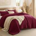 Bedsure Queen Comforter Set, Dark Red Soft Prewashed Bedding for All Seasons, 3 Pieces GentleSoft Bed Set, 1 Lightweight Comforter (90"x90") and 2 Pillowcases (20"x26")