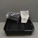 SNTD Dish Drying Rack, Expandable Dish Rack for Kitchen Counter, Stainless Steel Dish Drainer with Drainboard Set and Utensil Holder (Black)