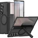 Rosarnnah Magnetic for Samsung Galaxy Z Fold 7 Case - Compatible with Magsafe - Built-in [Screen Protector] [Hinge Protection] [Kickstand] - Full Body Protective Phone Case - Clear