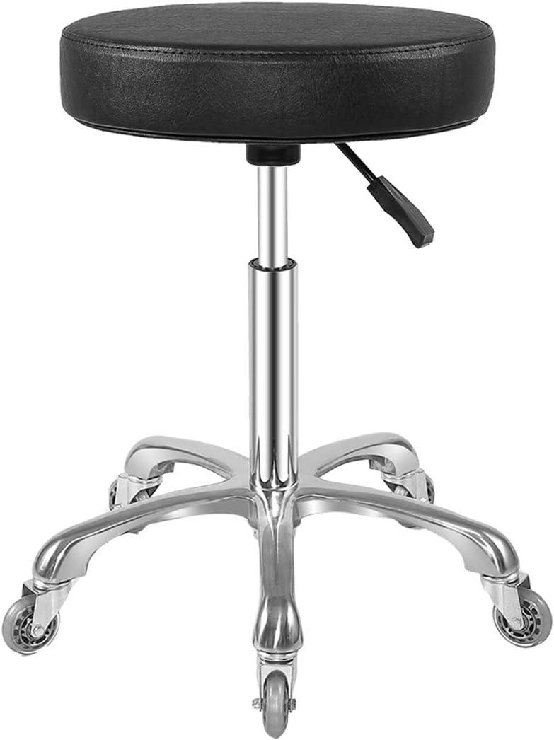 Ainilaily Rolling Stool with Wheels, Heavy Duty Hydraulic Massage Stool for Shop Guitar Lab Tattoo Workbench Medical, Adjustable Swivel Chair (Black)