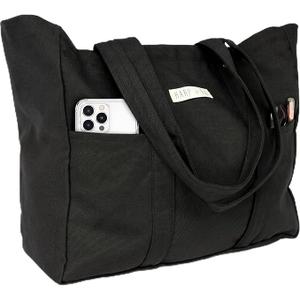 26L Harp + Ra XL Soft Unstructured Canvas Tote Bag for Women, Open Top, No Zipper, Laptop Sleeve, 3 Pockets, 23x18x7 in