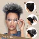 WILLBOND 2 Pieces Afro Puff Drawstring Ponytail Extension for Black Women Curly Bun Hair Synthetic Short Extensions with Clip Afro Chignon Hairpieces Wig Updo Hair(Grey)