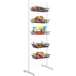 6' x 2' Grid Panel Tower with T Base and Footbeds, White Finish, 25" x 2" x 72"