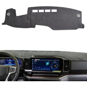 POSAID Dashboard Cover for 2022-2024 2025 Chevy Chevrolet Silverado/GMC Sierra 1500, Dash Cover for 2024 2025 Silverado Sierra 2500HD 3500HD, Gray