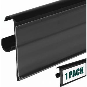 Fulmoon 1 Pcs 27 x 1.26 Inch Wire Shelf Label Holder Strip Price Tag Black Back Plastic Label Holder with Clear PVC Cover Black Back for Refrigeration Cases Cooler Shelf