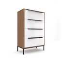 tinge Lira Premium 4 Drawer Fabric Dresser - Solid Wood Frame Chest of Drawers for Bedroom - Strong & Sag-Proof Clothing Organizer with Sleek Metal Handles (Dark Brown)