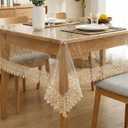 Clear Plastic Table Cover Protector Vinyl Clear Table Protector 55" x 102",8-10 Seats Waterproof Oil Proof Rectangle Table Cloth Protector for Dining Table Parties Crystal Clear Lace Tablecloth