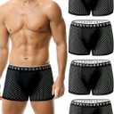 Hoerev Pack of 4 Mens Super Soft And Comfortable Fiber Briefs Trunks Underwear (Large, Pack of 4 Blacks With Mesh Holes)