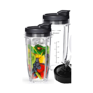 Ninja Blender Cups Replacement, 24oz Ninja Blender Cups with To-Go Lids, 7 Fins Extractor Blade, Compatible with Nutri Auto iQ Blenders BL2012 BN801 BL480-30 BL640-30 BL642-30 NN100-30 BL450