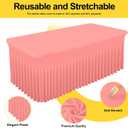 Smiry Spandex Tablecloth, Elastic Fitted Stretch Tablecloth for 4FT Rectangle Tables, Waterproof Washable Table Cover Skirt for Outdoor, Wedding, Banquet & Parties (Coral Red, 48Lx30Wx30H Inch)
