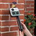 Raindrip SDGCBHP Automatic Drip Irrigation Watering Kit with Timer for Ground Cover & Flower Beds, Waters up to 200 Sq. ft, Timer with Customizable Settings & 13 GPH Half-Circle Adjustable Sprayers, Black;Galvanized Steel;Brown