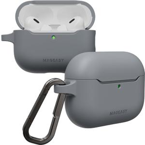 MAGEASY Designed for AirPods Pro 3 Case - Shockproof Protective Case for AirPods Pro 3, Stain-Resistant, Smooth & Skin-Friendly, Support Wireless Charging - Skin (Mist Gray)