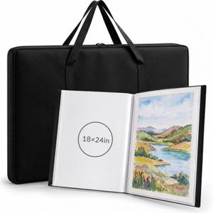 Lewtemi Art Portfolio Case Set, 18" x 24" Binder with 60 Pages Plastic Sleeves and 24" x 36" Waterproof Art Portfolio Tote Bag, Artwork Storage and Presentation for Students and Artists