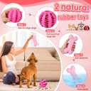 Vinsot 12 Pack Large Dog Chew Toys for Aggressive Chewers Pink Christmas Gifts Teething Toys with Dental Rope Squeaky Balls and Chew Bone for Medium Large X-Large Breeds Dogs