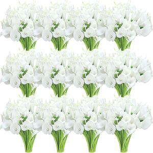 Crowye 100 Pcs Calla Lily Artificial Flowers Bulk 14 Inch Real to Touch Calla Lily Bridal Wedding Bouquet Faux Artificial Flower for DIY Wedding Bridal Centerpiece Party Decor (White)