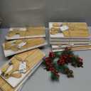 12 Set Christmas Gifts Bridal Shower Favor Bamboo Wooden Square Cheese Board Gift Set Cheese Knives Mini Cutting Board Bulk Set Tags and Boxes Christmas Party Birthday