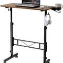 SIDUCAL Standing Desk Adjustable Height, Small Mobile Stand Up Desk with Wheels, Portable Computer Desk for Walking Pad, Rolling Table for Home Office Classroom, Rustic Brown