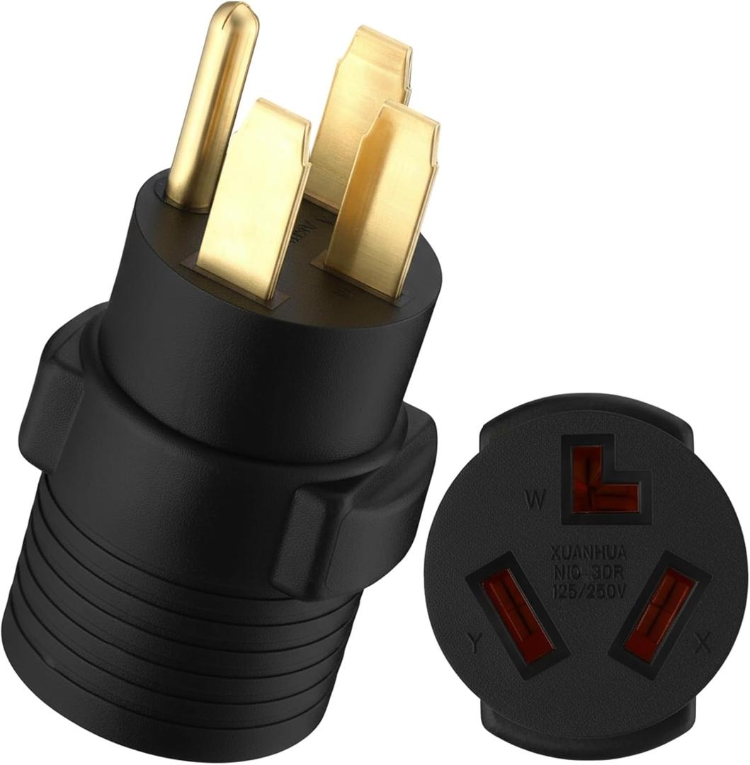 Kanayu NEMA 14-50P to 10-30R 50 Amp to 30 Amp Dryer Adapter 4 Prong RV 14-50P Male 3 Prong 10-30R Female Adapter Generator Dryer Welder Power Cord Connector