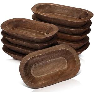 Nuogo 10 Pack Wooden Dough Bowls Bulk 8.5 Inch Rustic Dough Bowls for Wedding DIY Candle Home Crafts Making Farmhouse Fruits Supplies Decoration(Brown)