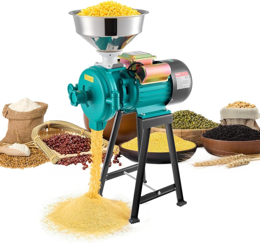 VEVOR Electric Grain Mill Grinder, Commercial Spice Grinders, 1500W Cast Iron Pulverizer Powder Machine with Non-Slip Rubber Feet, for Dry Grains, Spices, Cereals, Coffee, Corn & Pepper