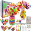 7july Crafts for Girls Ages 6-10 Make Your Own Flower Bouquet with Buttons and Felt Flowers, Vase Art and Craft for Children - DIY Activity Christmas Birthday Gift for Girls Age 6 7 8 9 10 Year Old