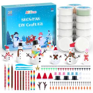 20 Pack Modeling Clay DIY Snowman Kit,Air Dry Clay Snowman Crafts for Kids,Christmas Stocking Stuffers for Kids,Christmas Crafts Xmas Gift