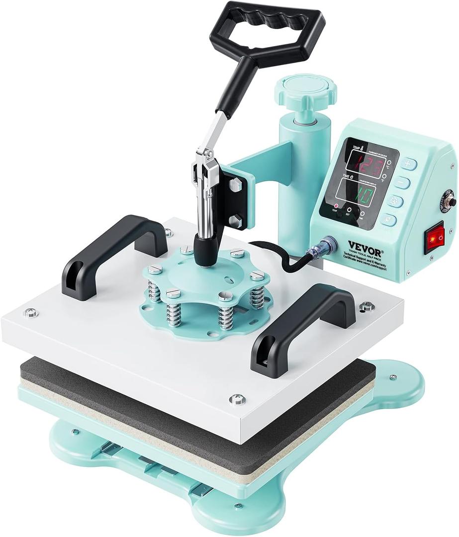 Heat Press, 12" x 10" Heat Press Machine, 360° Swing Away T-Shirt Pressing Machine, Digital Precise Control, Fast and Even Heating, Heat Transfer Machine for T-Shirts/Pillows/Bags, Blue