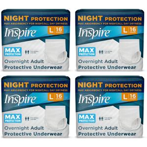 Inspire Adult Diapers Women or Men - MAX Absorbency | Our Most Absorbent and Dry, Incontinence Underwear for Women or Men | Leak Proof Diaper Overnight or Daytime for Heavy (Large (64 Count))