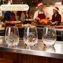 CHLJAR 20OZ Christmas Wine Glasses Cups Set, 6pack - Merry Christmas Designs with Gold Rim, Thoughtful Gift for Family & Friends, Ideal for Holiday Parties & Winter Celebrations