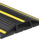 6.5Ft Cord Covers for Wires on Floor, 3-Channel Floor Cord Cover with Anti-Slip Base & Yellow Warning Strips, Extension Cord Covers for Floor, Ideal for Home, Office, Outdoor Use