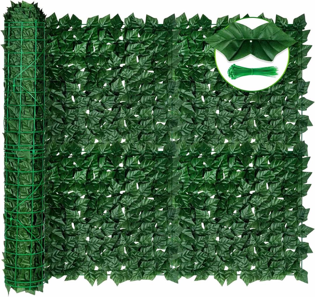 KASZOO Artificial Ivy Privacy Fence Screen 120"40" - UV-Anti Dense Faux Ivy Greenery Backdrop Fence Panels for Patio, Balcony, Garden, Backyard Indoor Outdoor Decor