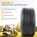(2-Pack) 18x8.50-8 Tires - 4ply Durable Tubeless Tires for Golf Carts, Traction, Turf Saver Tread, and Fit as Replacement Outdoor Power Equipment Mower Tires