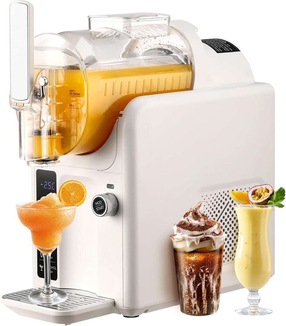 Slushie Machine, 71 oz Slushy Machine for Home, No Ice Needed with 5 Preset Programs, Self-Cleaning Function, Frozen Drink Maker for Margaritas, Frapps, Milkshakes, Ice Cream, and More (White)