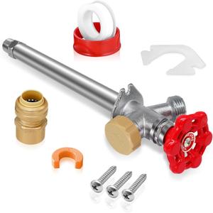 Boltigen 10inch Anti-Siphon Frost Free Sillcock, No Lead Brass Frost Proof Outdoor Water Faucet, 1/2" Push-to-Fit Connector X 3/4'' GHT Hose Bib Frost Free Outdoor
