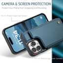 Compatible with iPhone 16 Pro 6.3" Wallet Case with Card Holder RFID Blocking for Women Men, Double Magnetic Clasp Kickstand Shockproof Phone Case Fit for iPhone 16 Pro, Blue