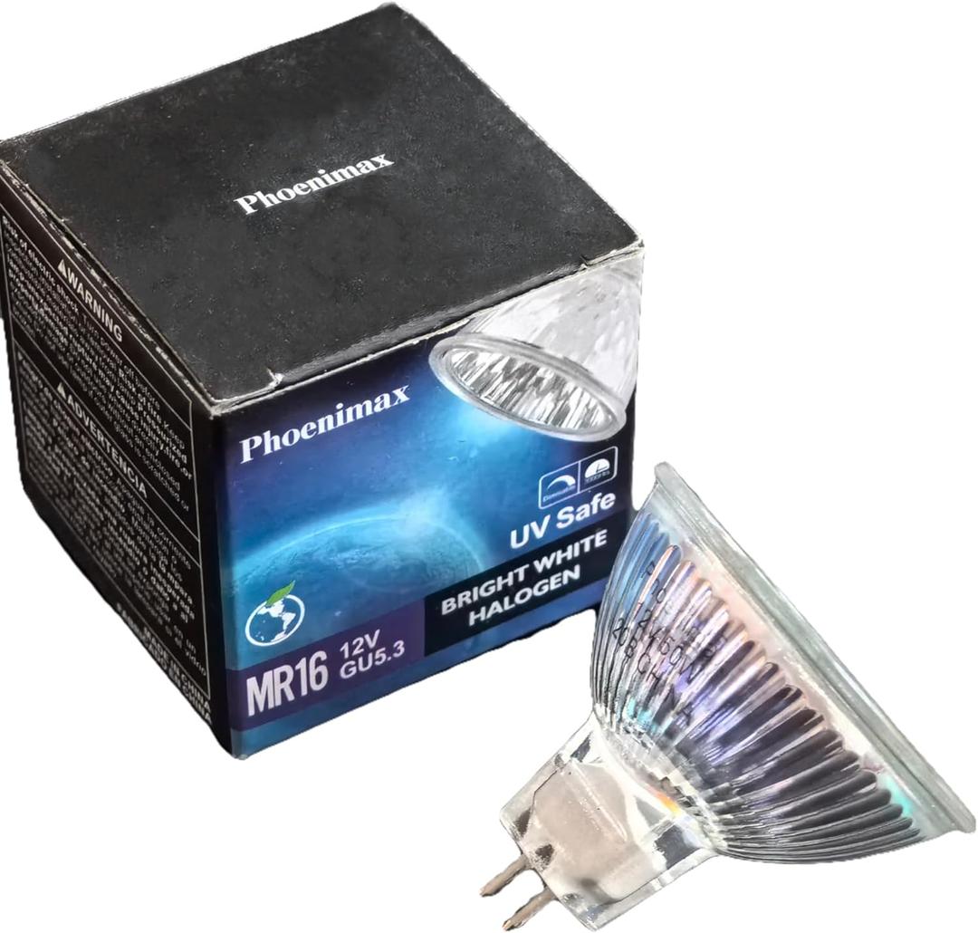 6PCs MR16 12V 50W EXN High Output 800LM Halogen Bulb GU5.3 Pin Base, 2-Inch 38 Beam Angle, UV Stop Tempered Glass Cover, Dimmable Spot Light, Warm White 3000K