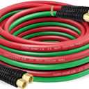 RX WELD Oxygen Acetylene Hose, 1/4-Inch 25 Feet Twin Welding Hose with 9/16"-18 B Fittings, Grade R for Torch, Regulator Set