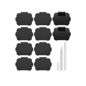 Basket Labels for Storage Bins, 20Pcs Reusable Removable Bin Black Basket Labels Clip-On with 2Pcs White Chalk Marker Bin Labels for Basket Pantry Organization Box(Wave-Like), Pack of 2