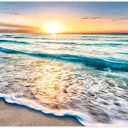 TutuBeer 1 Pcs Beach Wall Art Beach Wall Decor Blue Sea Sunset White Beach Ocean Wall Art Beach Pictures Wall Art Seascape Print on Canvas Ocean Decor Beach Decor for Bedroom Home Decor 16x32 inch