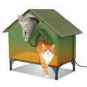 Outdoor Heated Cat House for Winter, Weatherproof Insulated Cat Shelter with Removable Heating Pad, 20" Tall Outdoor Cat House for Multiple Cats with Dual Skylight Top View & Jump-Out Exit